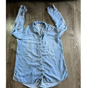 Soft Surroundings Denim Tunic Shirt Dress Long Sleeve Button Down Womens Large